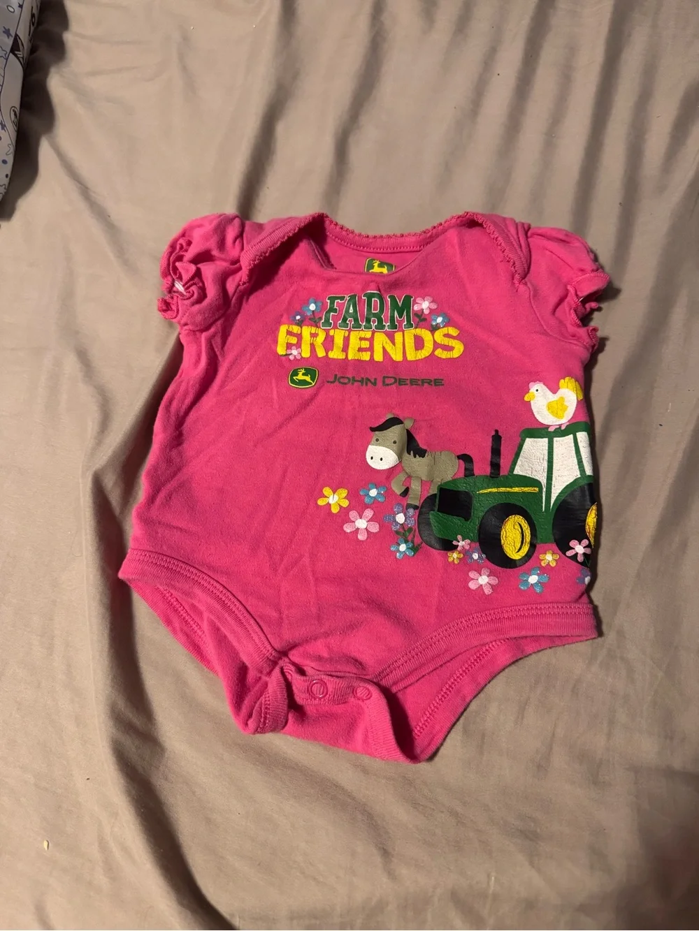 John Deere Pink 'Farm Friends' Baby One-Piece Bodysuit